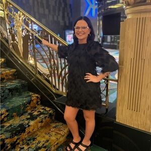 Elegant Black Feathered Dress